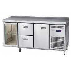 Стол морозильный Abat СХН-70-02 (1 дверь, 2 ящика, 1 дверь-стекло, борт)