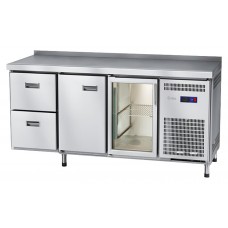 Стол морозильный Abat СХН-70-02 (1 дверь-стекло, 1 дверь, 2 ящика, борт)