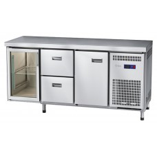 Стол морозильный Abat СХН-70-02 (1 дверь, 2 ящика, 1 дверь-стекло, без борта)