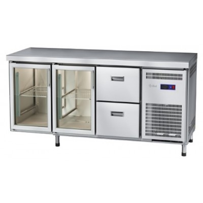 Стол холодильный Abat СХС-70-02 (2 ящика, 2 двери-стекло, без борта)