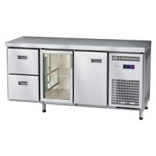 Стол холодильный Abat СХС-60-02 (1 дверь, 1 дверь-стекло, 2 ящика, без борта)