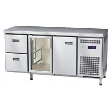 Стол морозильный Abat СХН-70-02 (1 дверь, 1 дверь-стекло, 2 ящика, без борта)