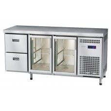Стол морозильный Abat СХН-70-02 (2 двери-стекло, 2 ящика, без борта)