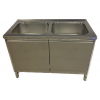Ванна моечная закрытая ATESY СТМ-С-2-1500.700-Р-О (без борта, отверстие под смеситель, 2 ванны)