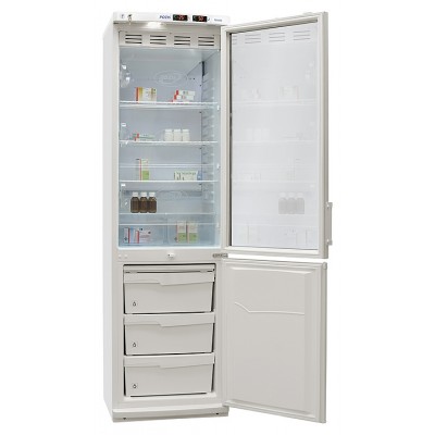Холодильник лабораторный POZIS ХЛ-340 тонир. дверь + метал. дверь, серебро